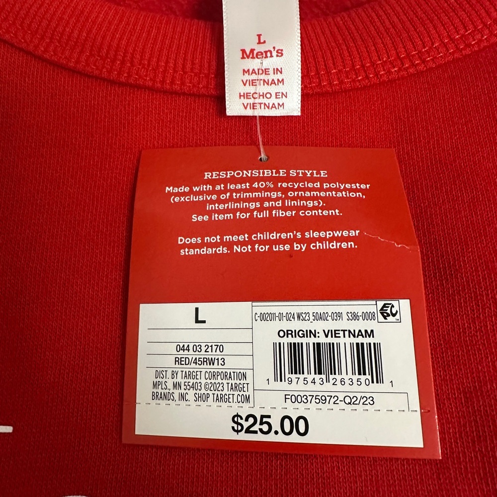 NWT Men’s Wondershop Red 'Merry & Bright' Sweatshirt size Large - Picture 2 of 8